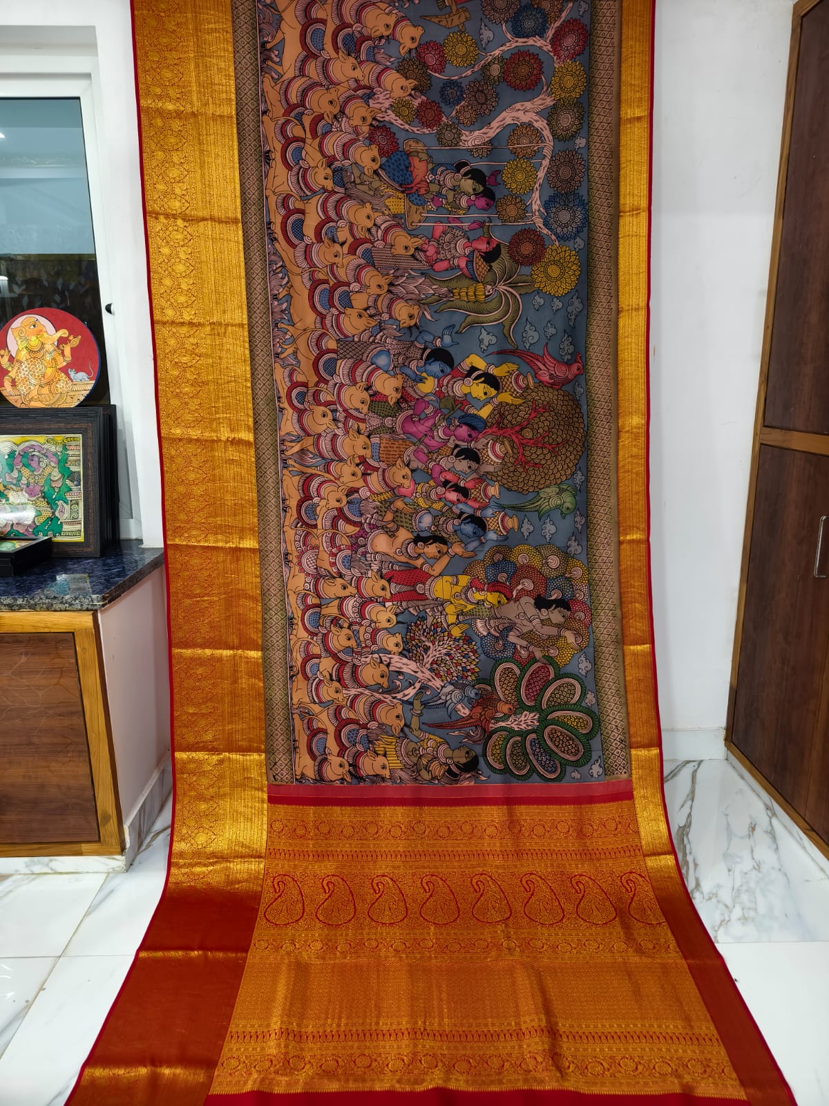 Kanchipuram Kalamkari pattu Sarees story theme