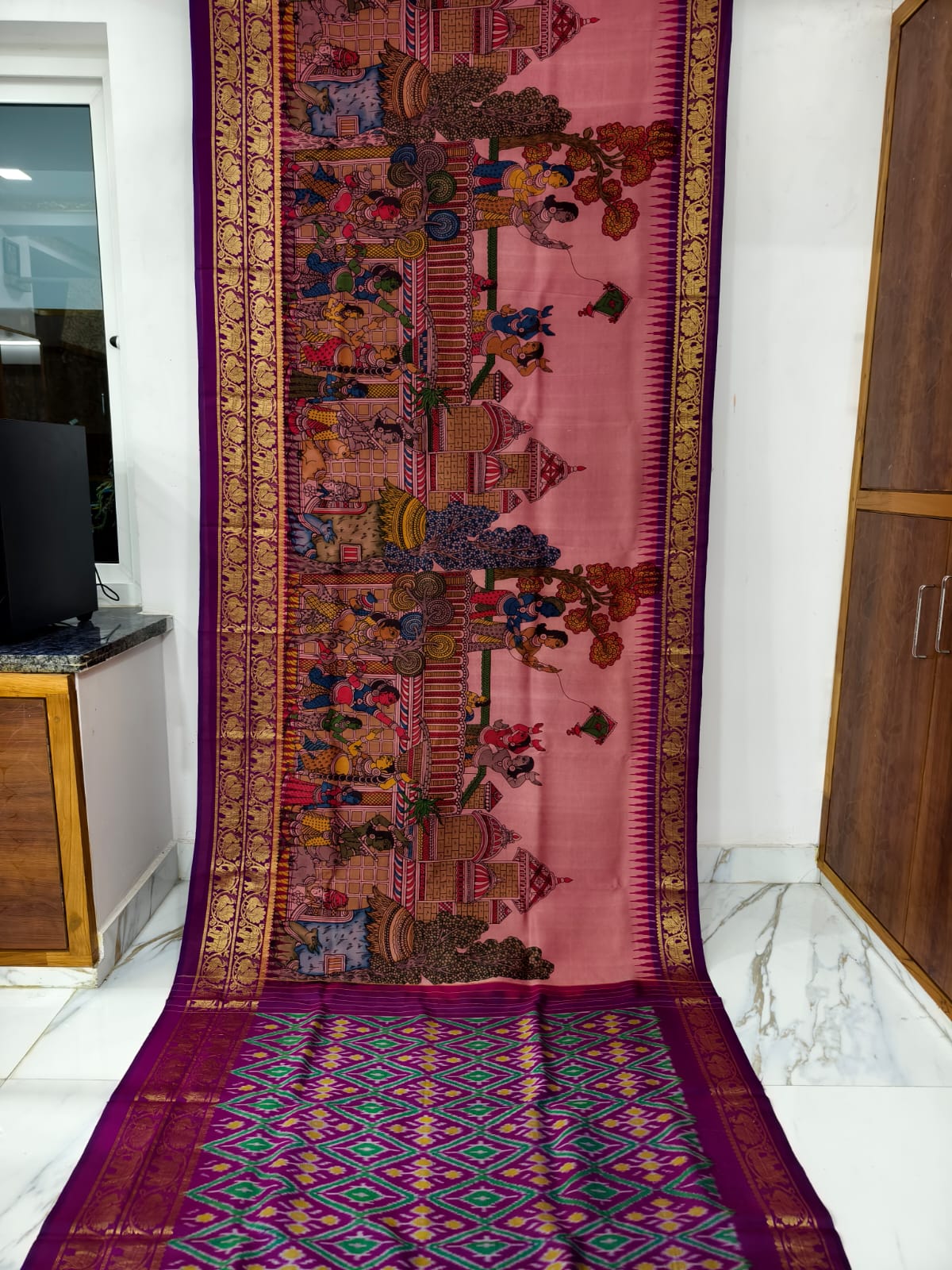 Pure pochampally ikat silk saree