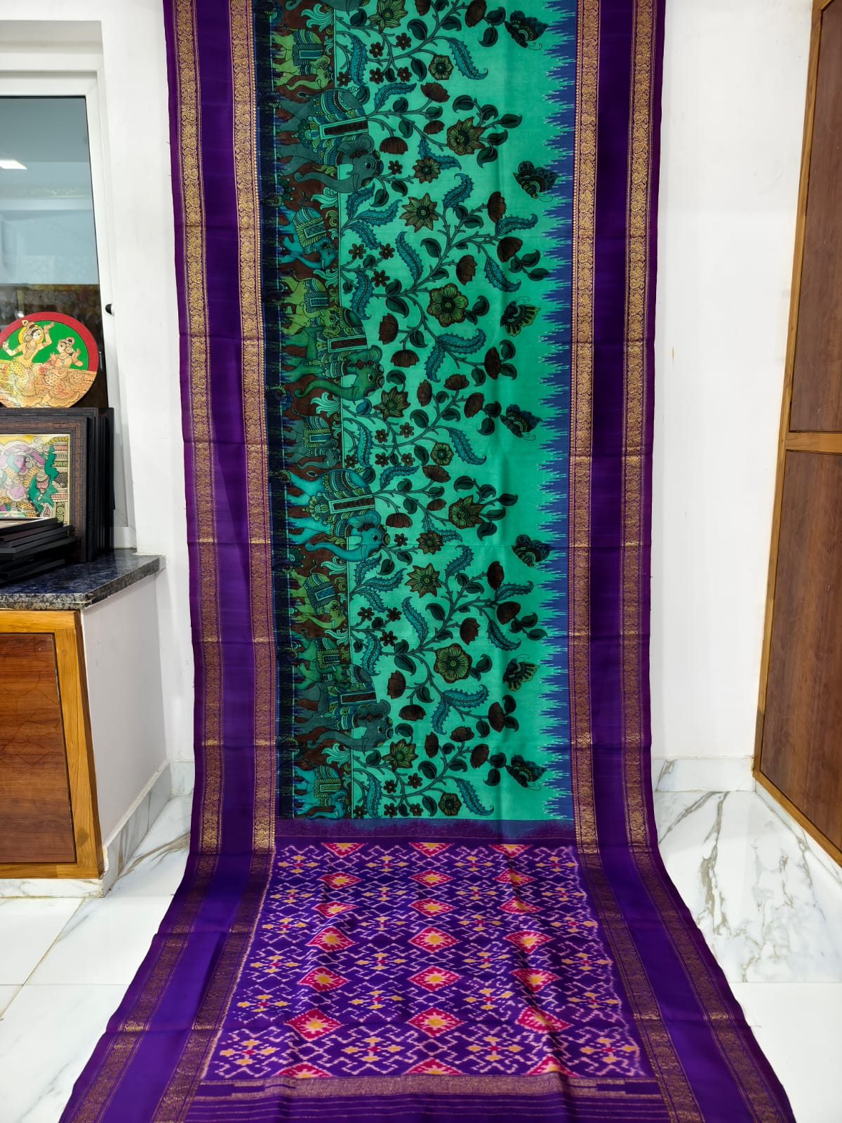 Pure pochampally ikat silk saree