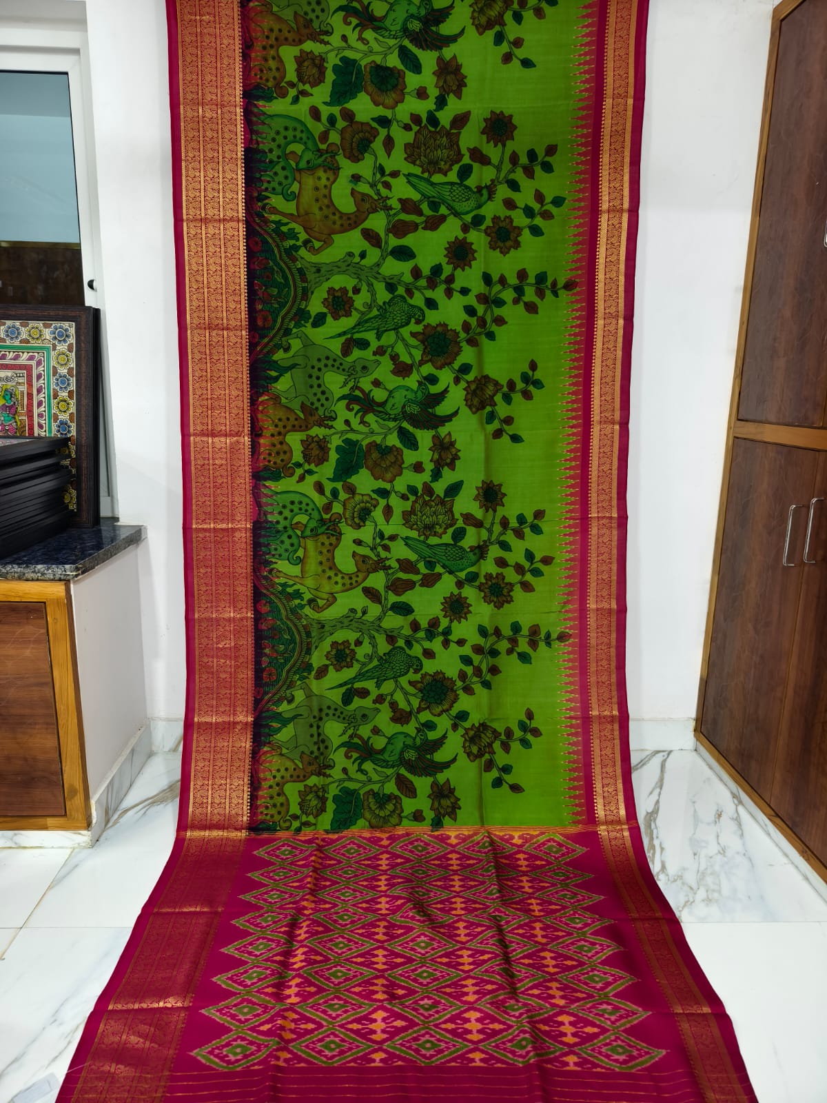 Pure pochampally ikat silk saree