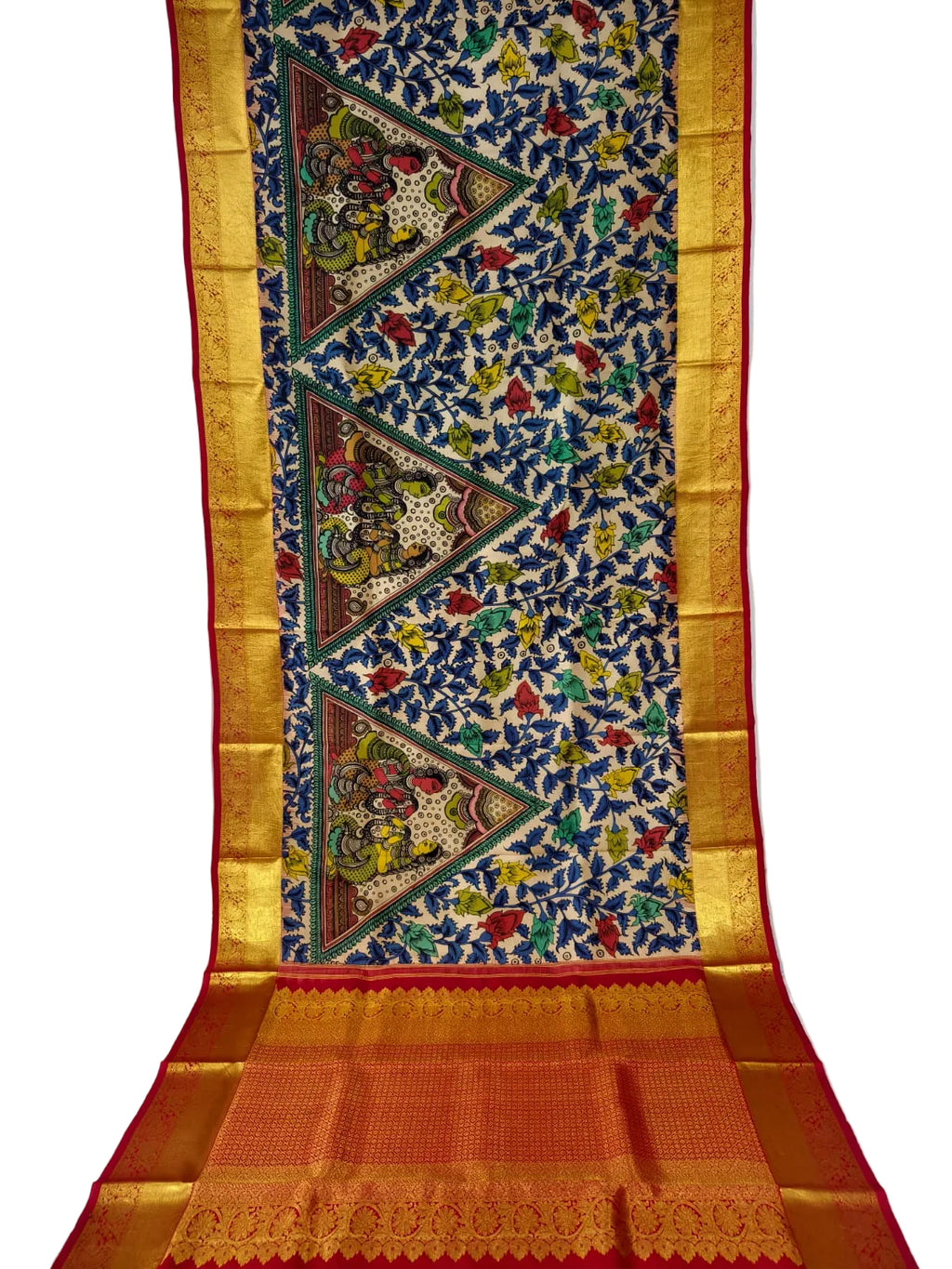 Kanchipuram kalamkari pure silk sarees