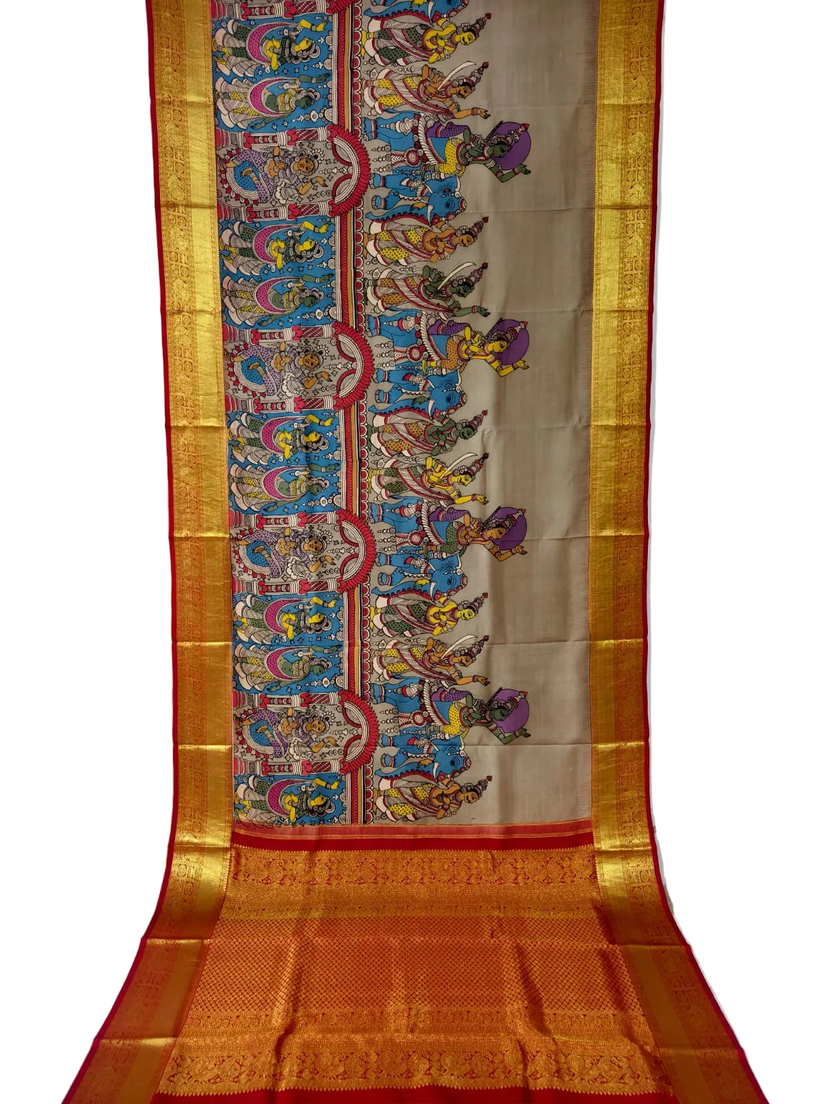 Kanchipuram kalamkari pure silk sarees
