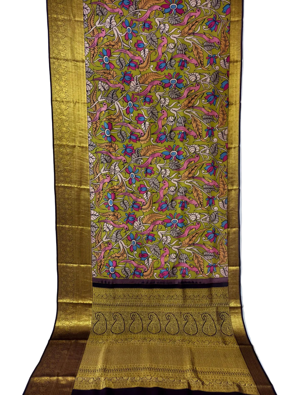 Kanchipuram kalamkari pure silk sarees