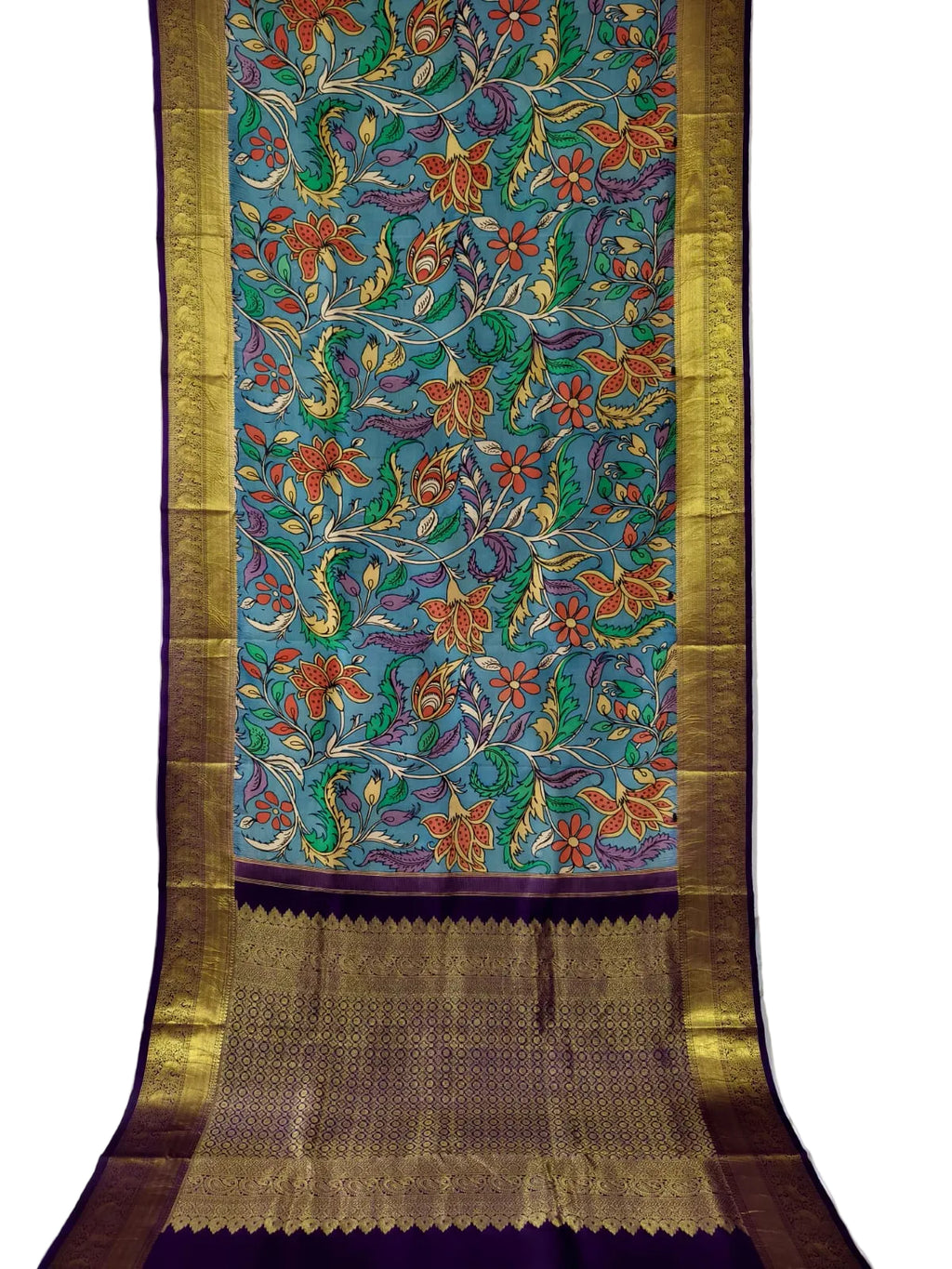 Kanchipuram kalamkari pure silk sarees