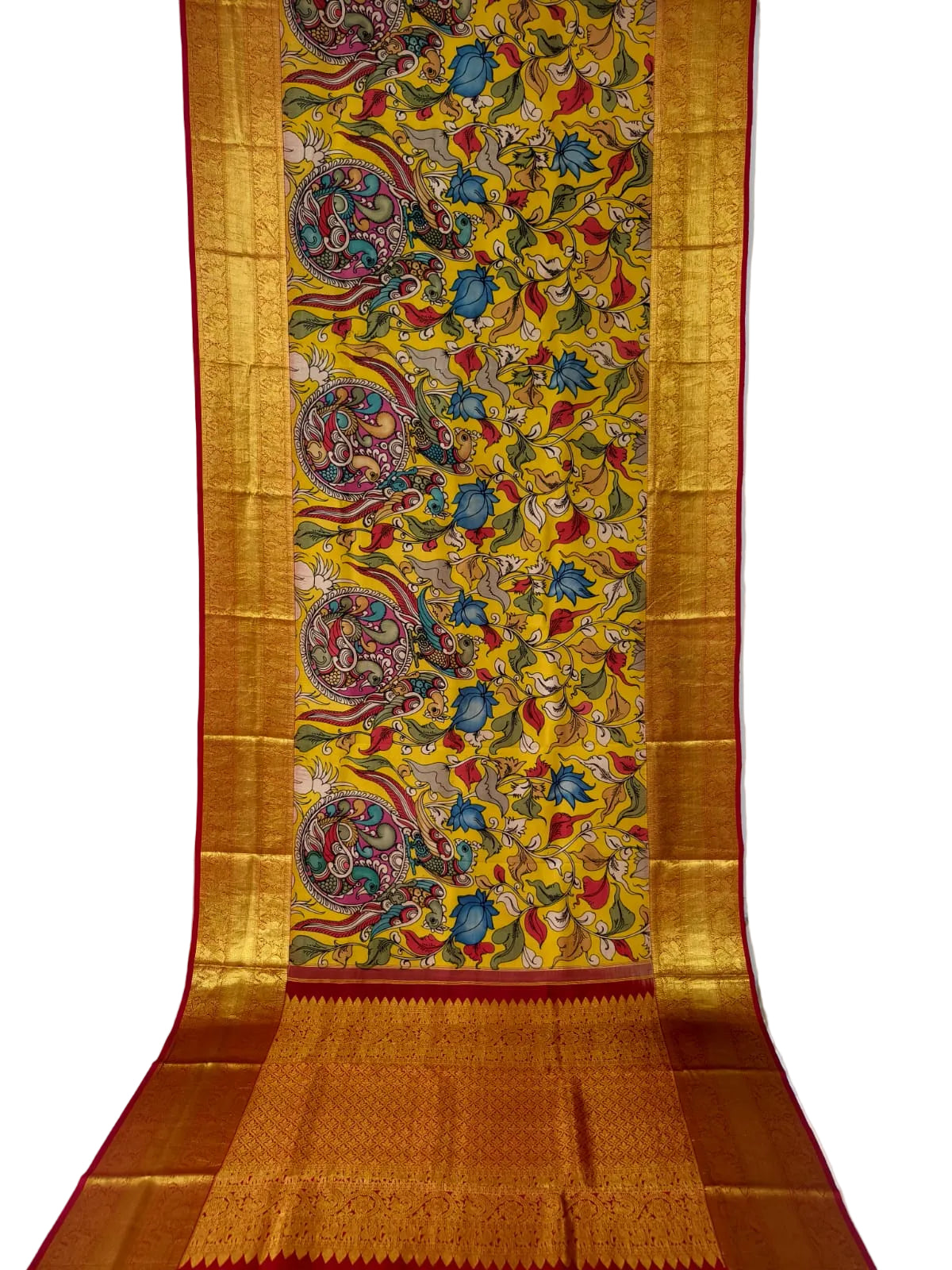 Kanchipuram kalamkari pure silk sarees