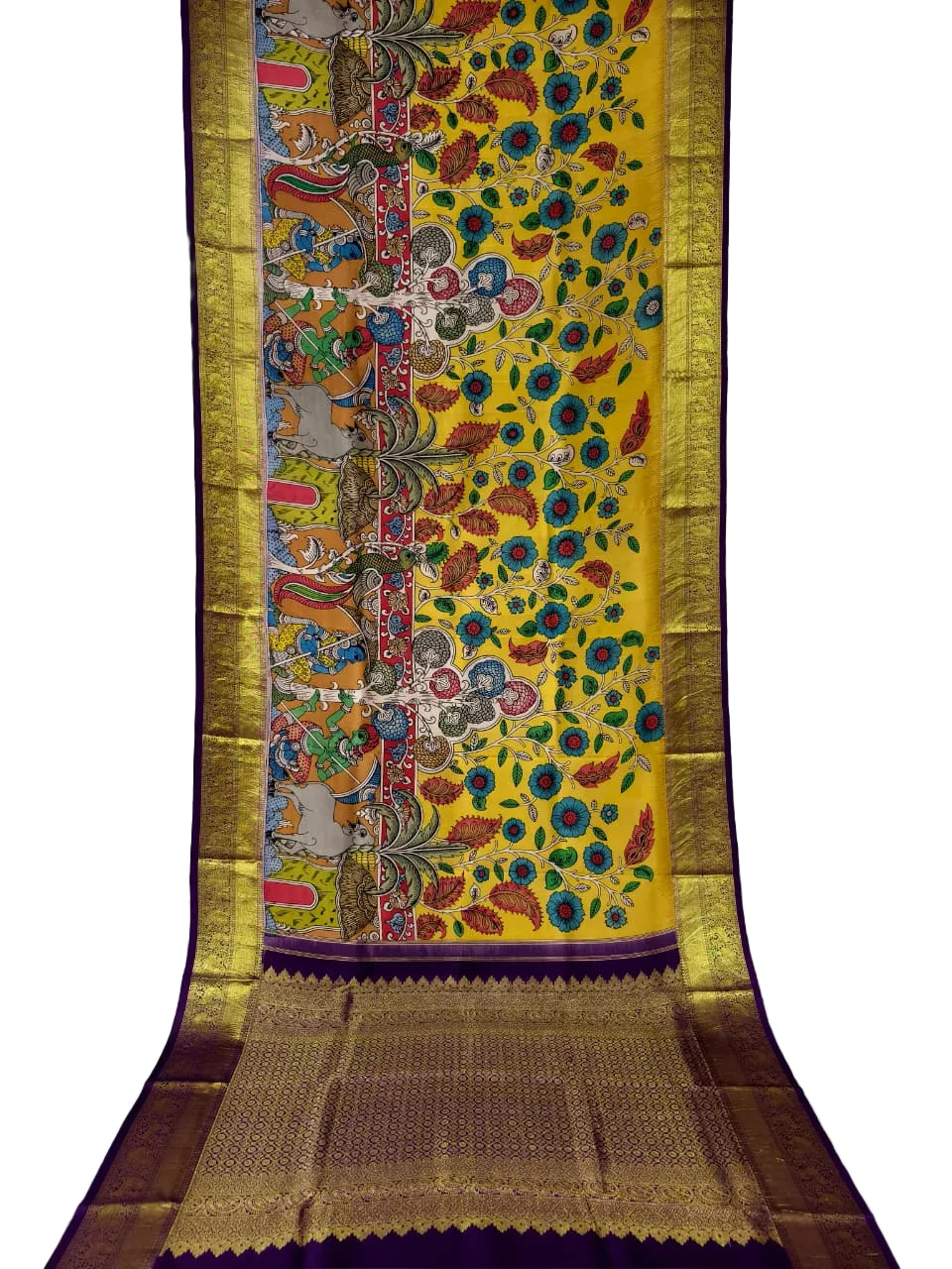 Kanchipuram kalamkari pure silk sarees