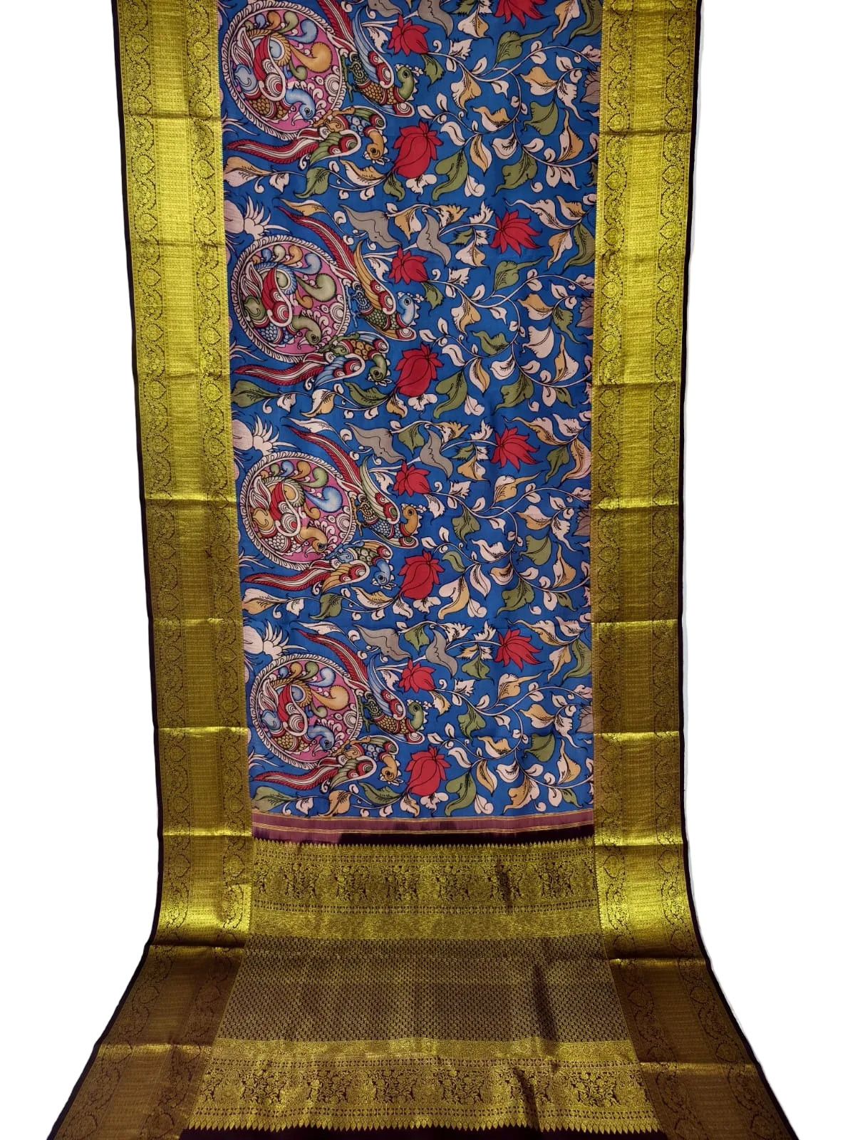 Kanchipuram kalamkari pure silk sarees