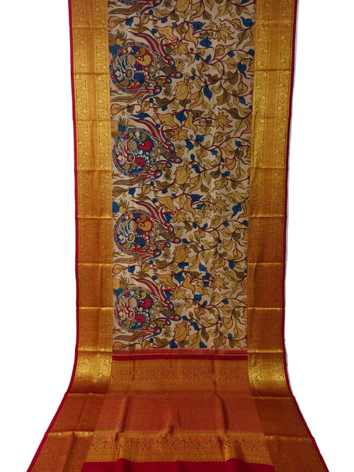 Kanchipuram kalamkari pure silk sarees