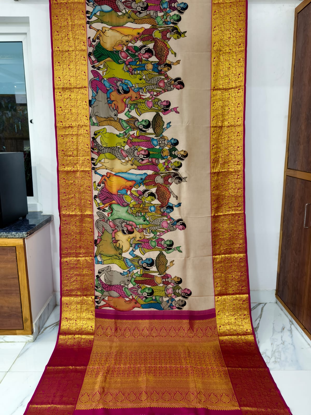Kanchipuram Kalamkari Pure Silk Sarees