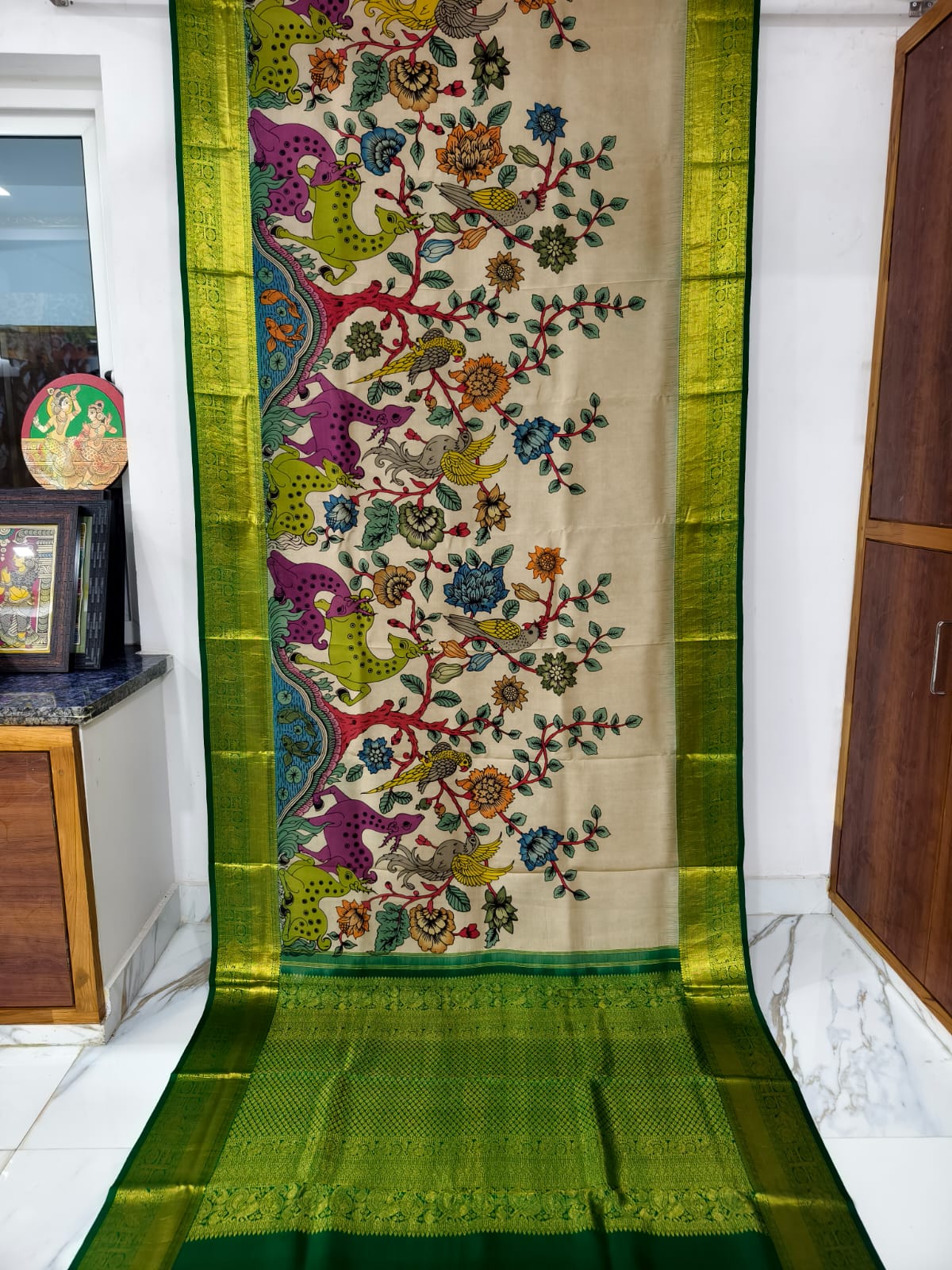 Kanchipuram Kalamkari Pure Silk Sarees