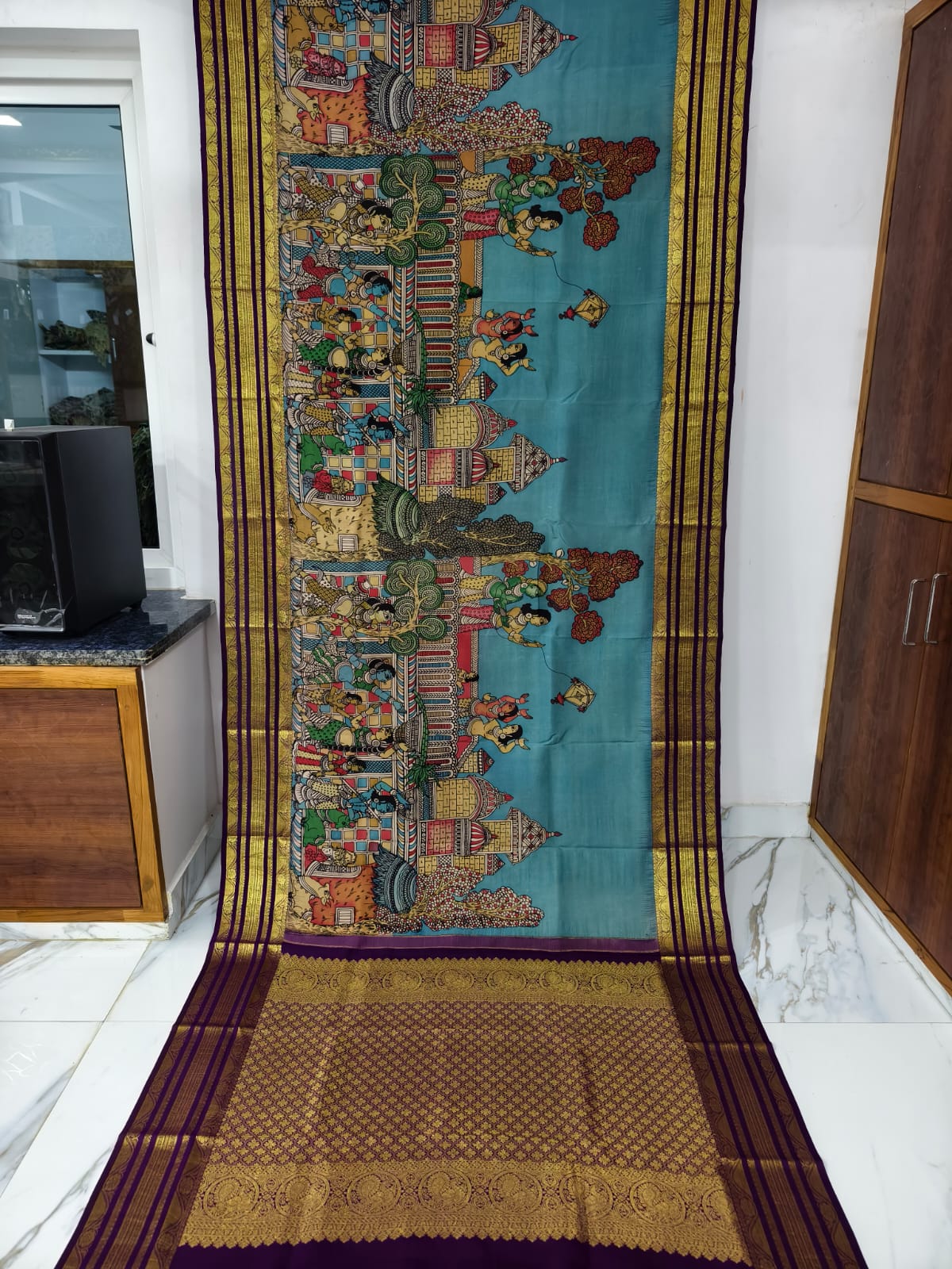 Kanchipuram kalamkari pure silk sarees