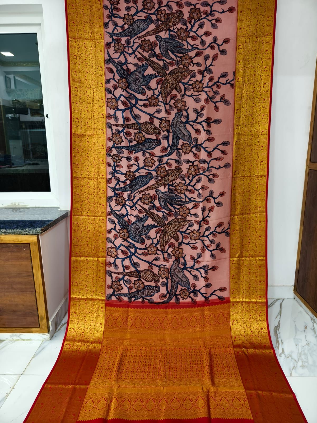 Kanchipuram kalamkari pure silk sarees