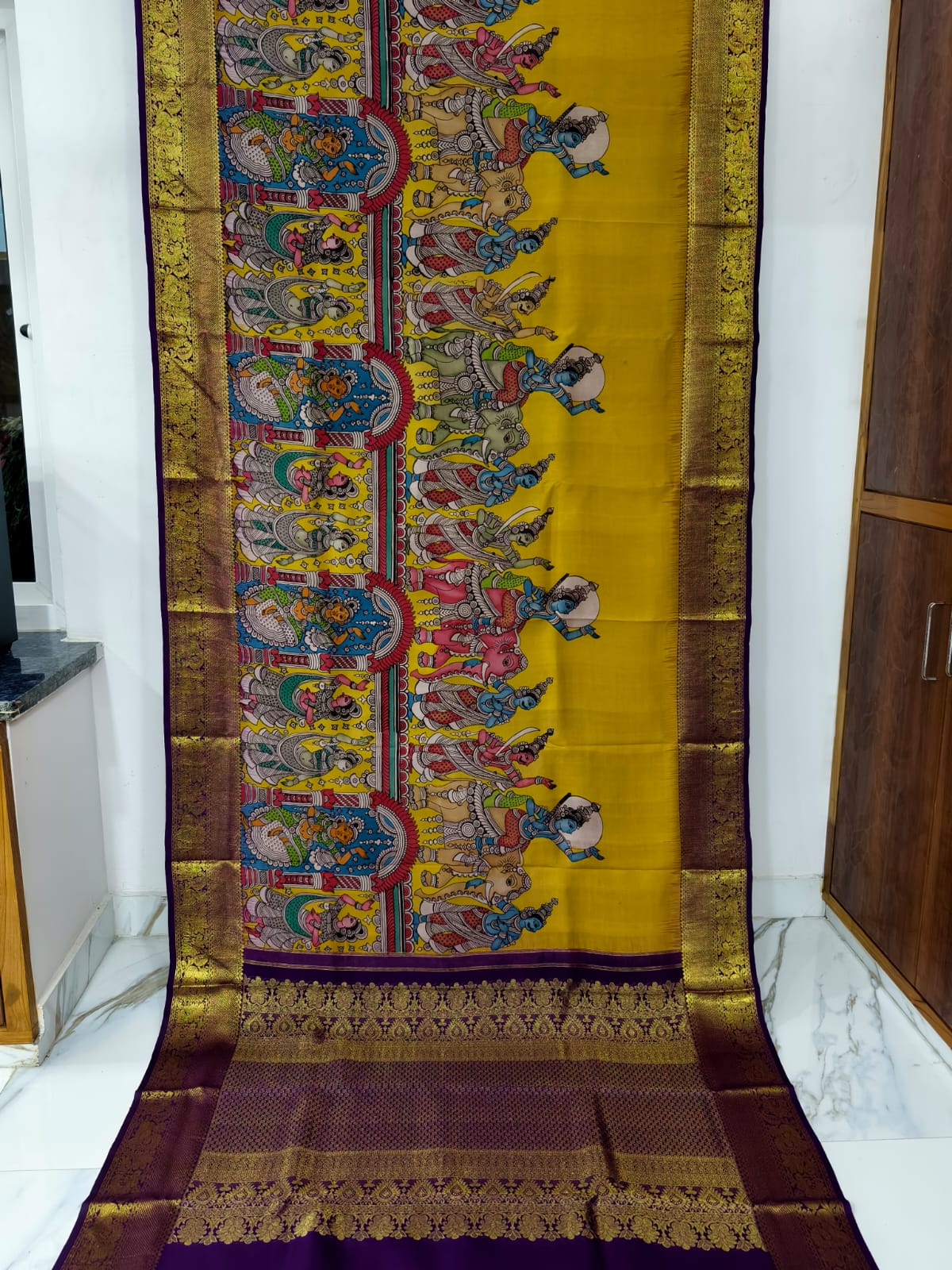 Kanchipuram kalamkari pure silk sarees