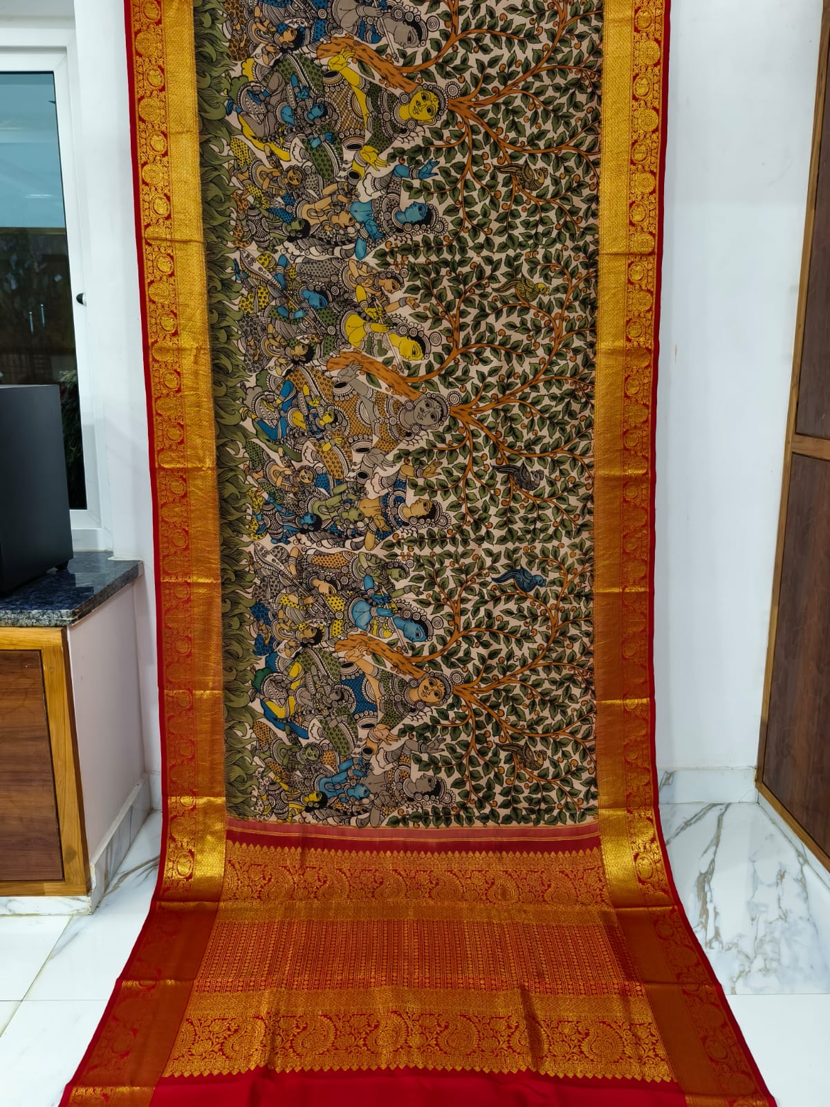 Kanchipuram kalamkari pure silk sarees