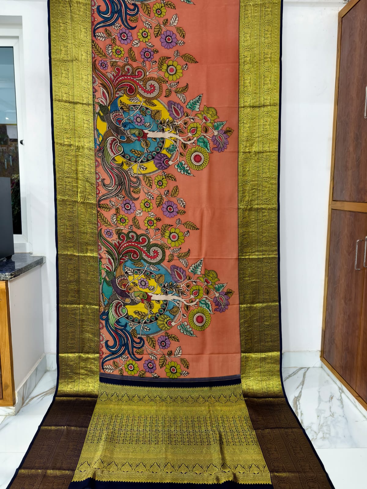 Kanchipuram kalamkari pure silk sarees