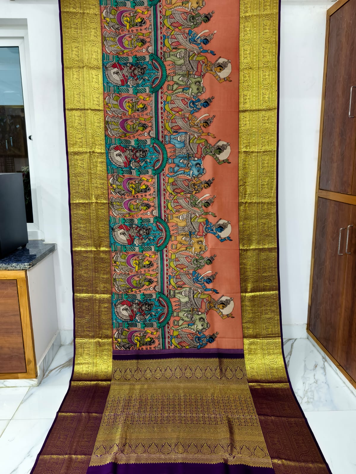 Kanchipuram Kalamkari Pure Silk Sarees