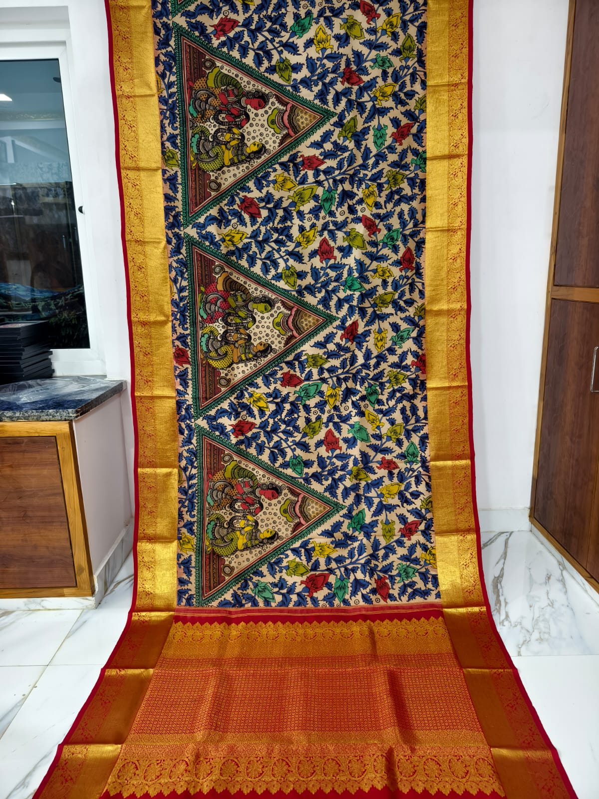 Kanchipuram Kalamkari Pure Silk Sarees