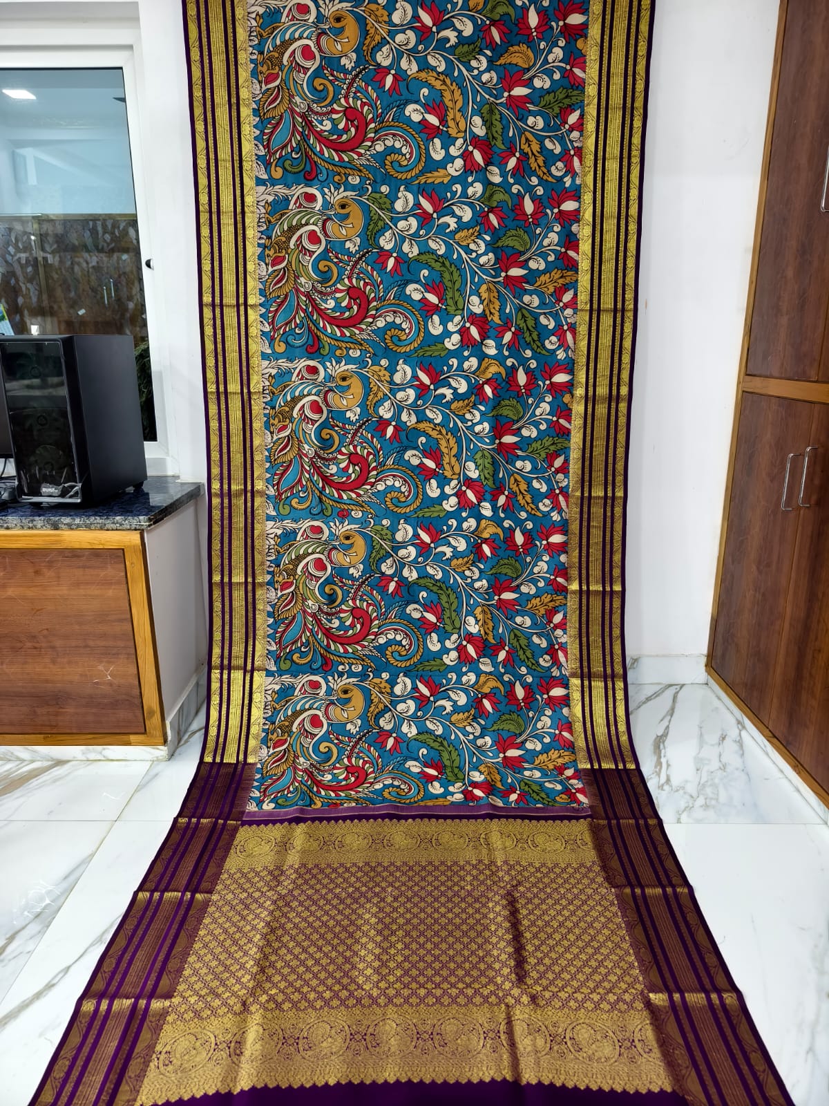 Kanchipuram kalamkari pure silk sarees