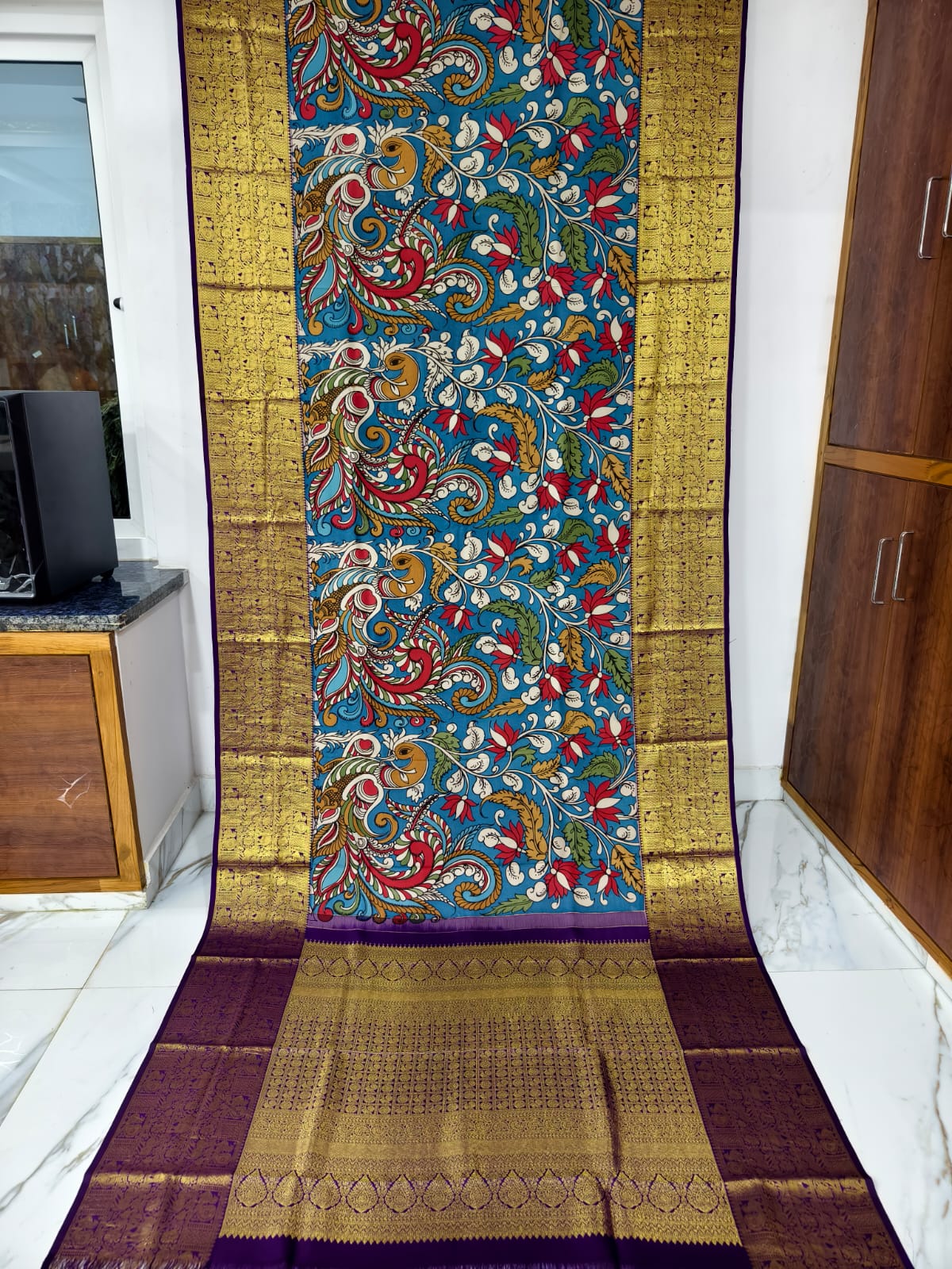 Kanchipuram kalamkari pure silk sarees