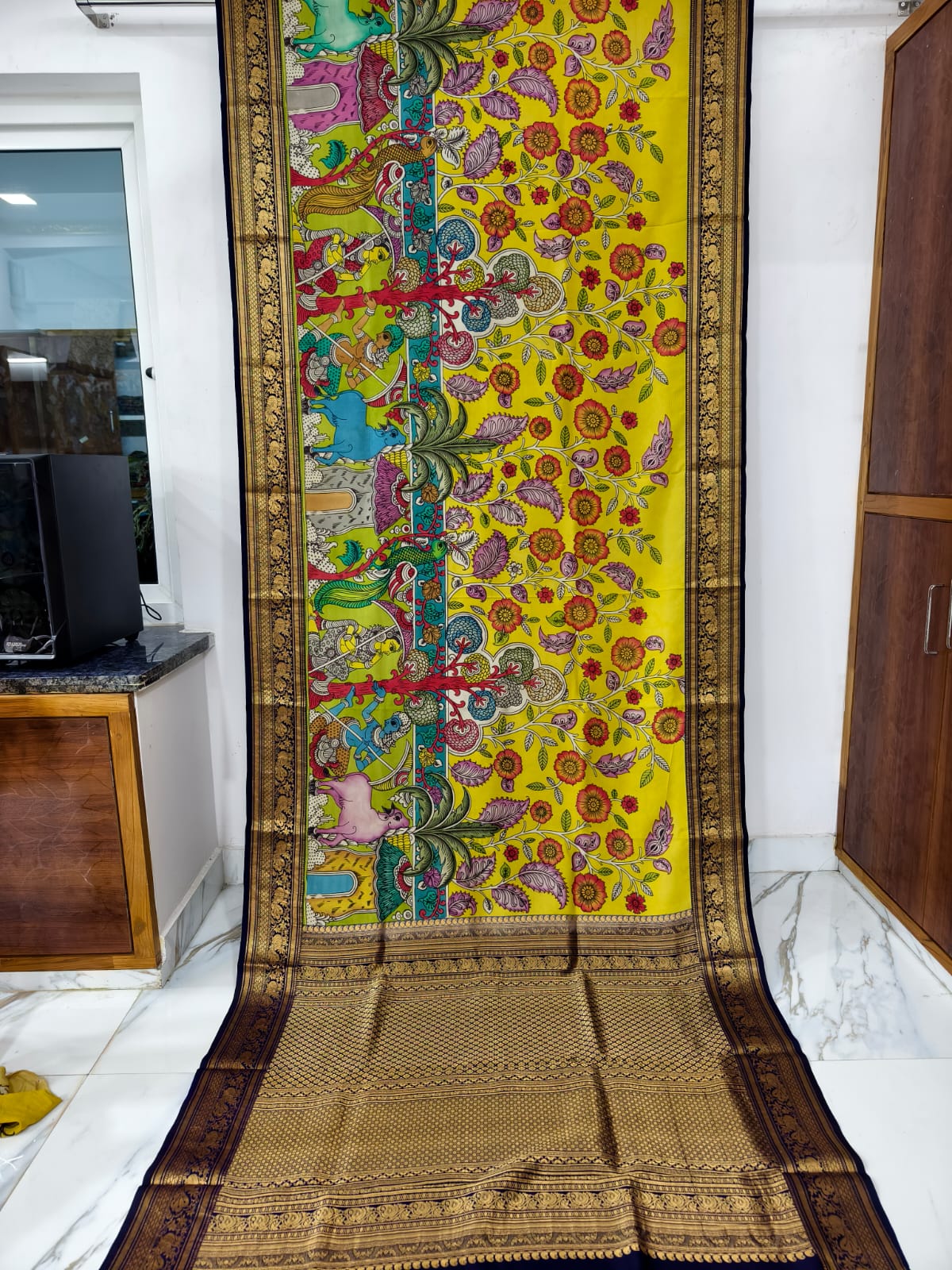 Kanchipuram kalamkari pure silk sarees