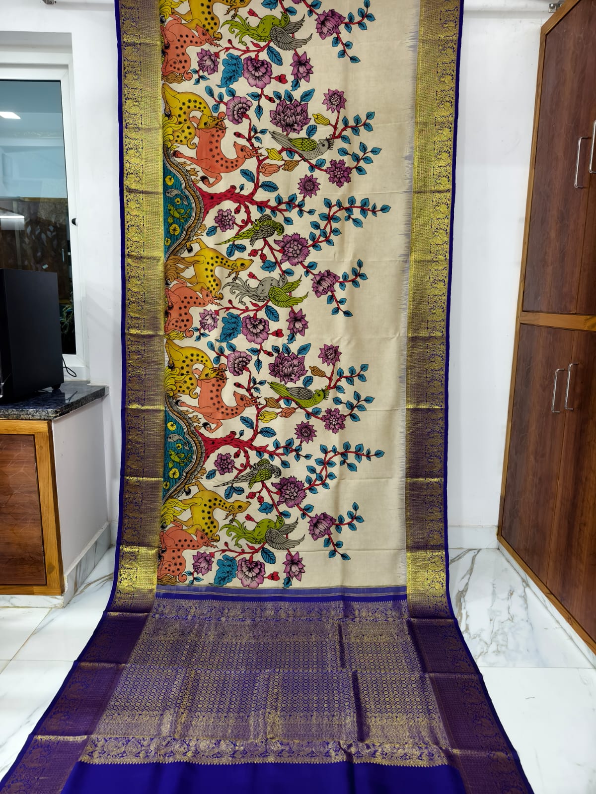 Kanchipuram kalamkari pure silk sarees