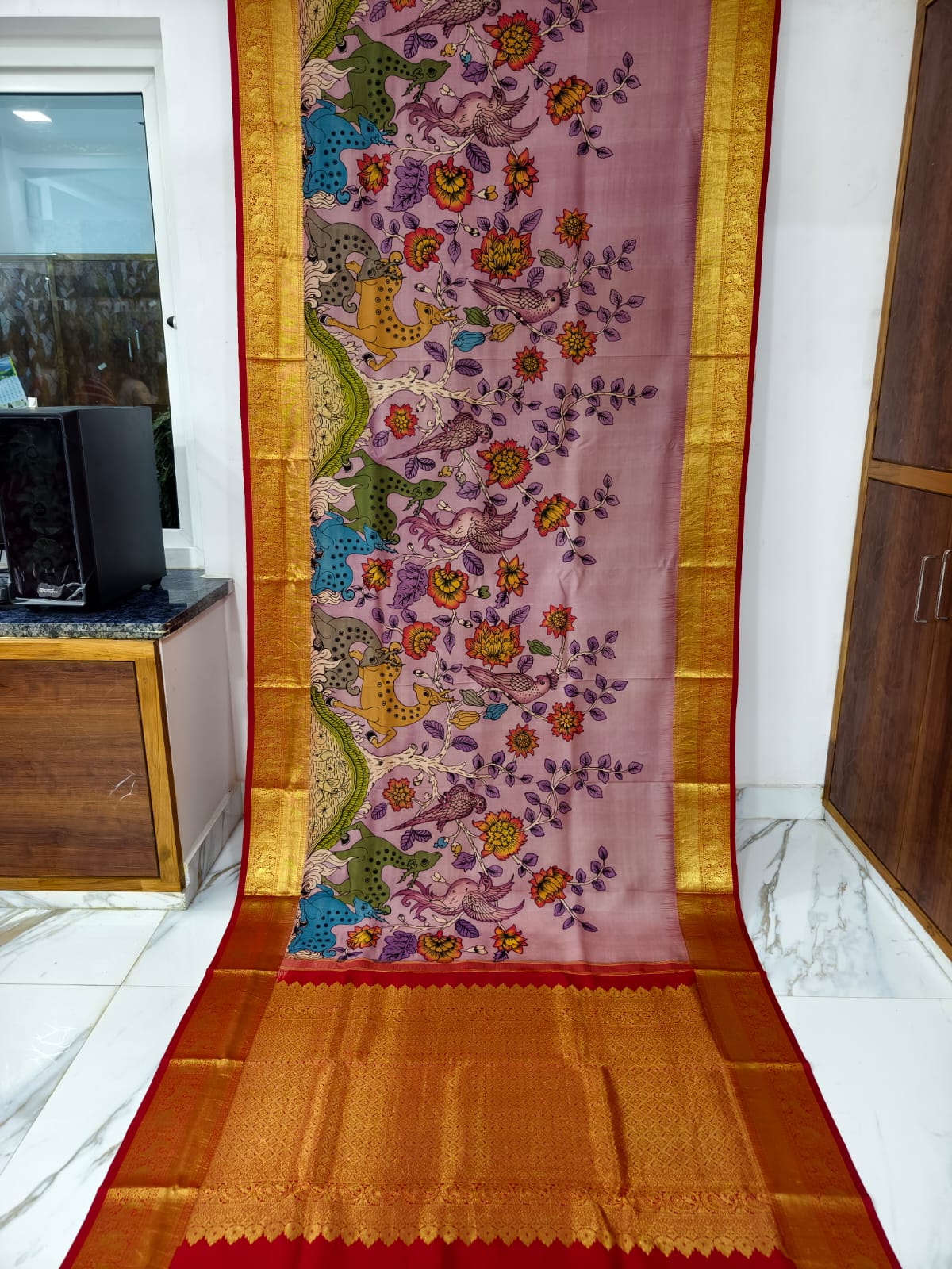 Kanchipuram kalamkari pure silk sarees
